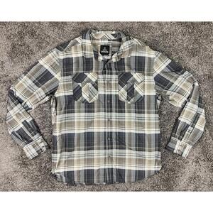 PrAna Plaid Shirt Long Sleeve Brown & Gray Size L